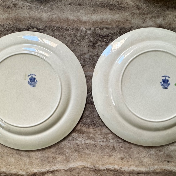RARE Antique 6 Flow Blue & White Hancock & Sons Coronaware LAUREL Plates, ‘12-37 - Picture 3 of 7